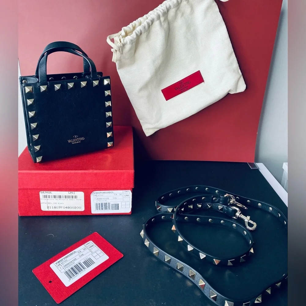 Valentino Garavani Black Mini Bag with Gold Studs - Picture 7 of 16